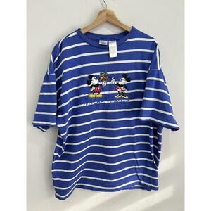 Vintage Disney Mickey Mouse Minnie Striped Tee shirt xxl